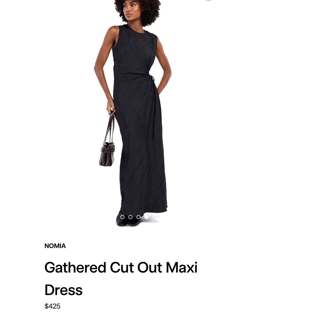 NOMIA GATHERED CUT OUT MAXI DRESS IN BLACK‎
